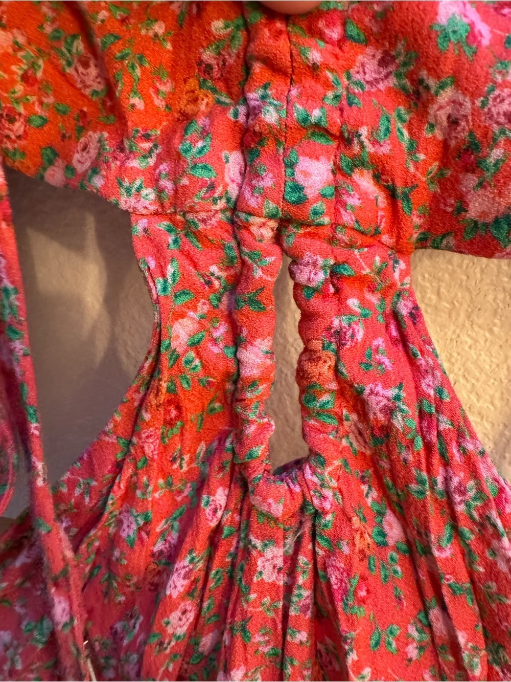 AFRM Savvy Coral Floral Cutout Maxi Dress with Slit Down the Middle - Picture 13 of 14